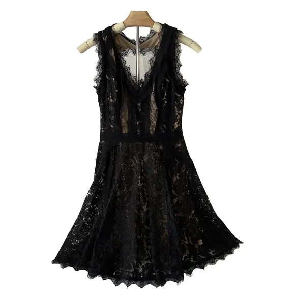 knee length dresses for ladies Story Black Scalloped Sweetheart-Neck Maxi Dress With Embellished-De – Club  L London